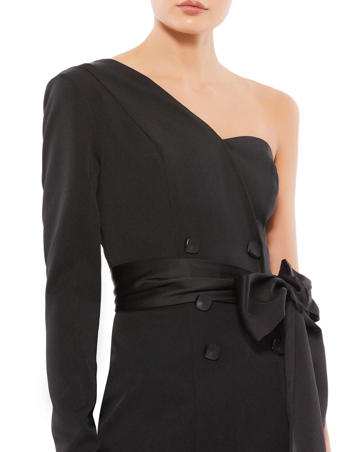 Mac Duggal Short One Shoulder Tuxedo Dress 12509 - The Dress Outlet