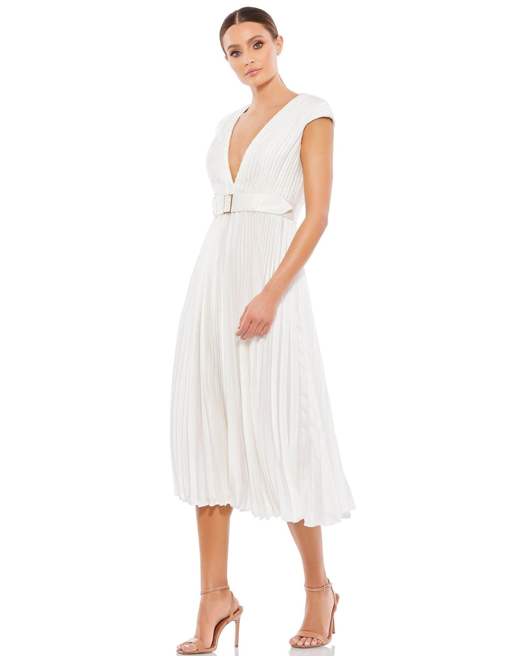 Purple Mac Duggal 26483 Short Pleated Cap sleeve Dress for $338.0 – The ...