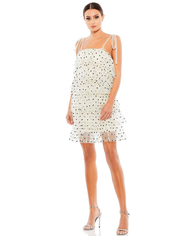 Short Polka Dot Ruffle Dress Polka Dot Detail Mac Duggal 26457
