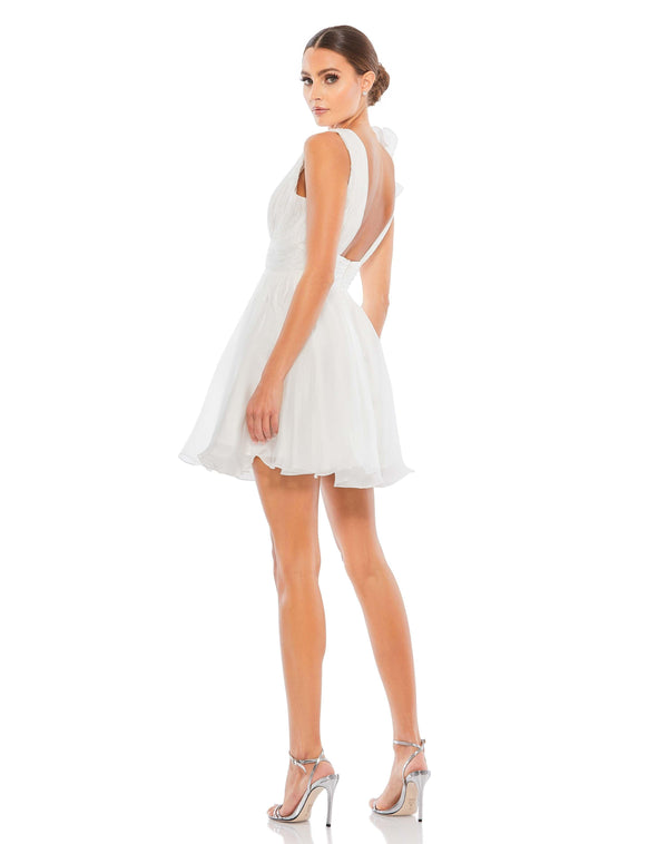 Mac Duggal Short Ruffle V Neck A Line Cocktail Dress - The Dress Outlet