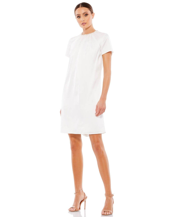 Short Sleeve Beaded Cocktail Dress Beaded Detail Mac Duggal 55698