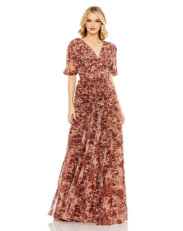 Short Sleeve Long Formal Dress Short Sleeves Mac Duggal 8013