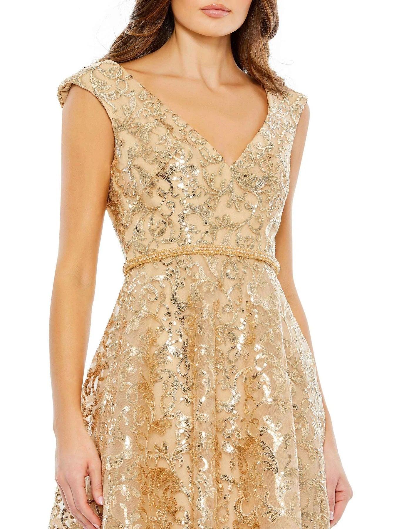 Mac Duggal 68012 Short Sleeve Midi Dress