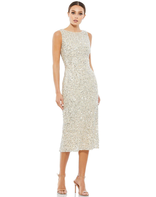 Short Sleeveless Sequins Dress Sequins Detail Mac Duggal 5526