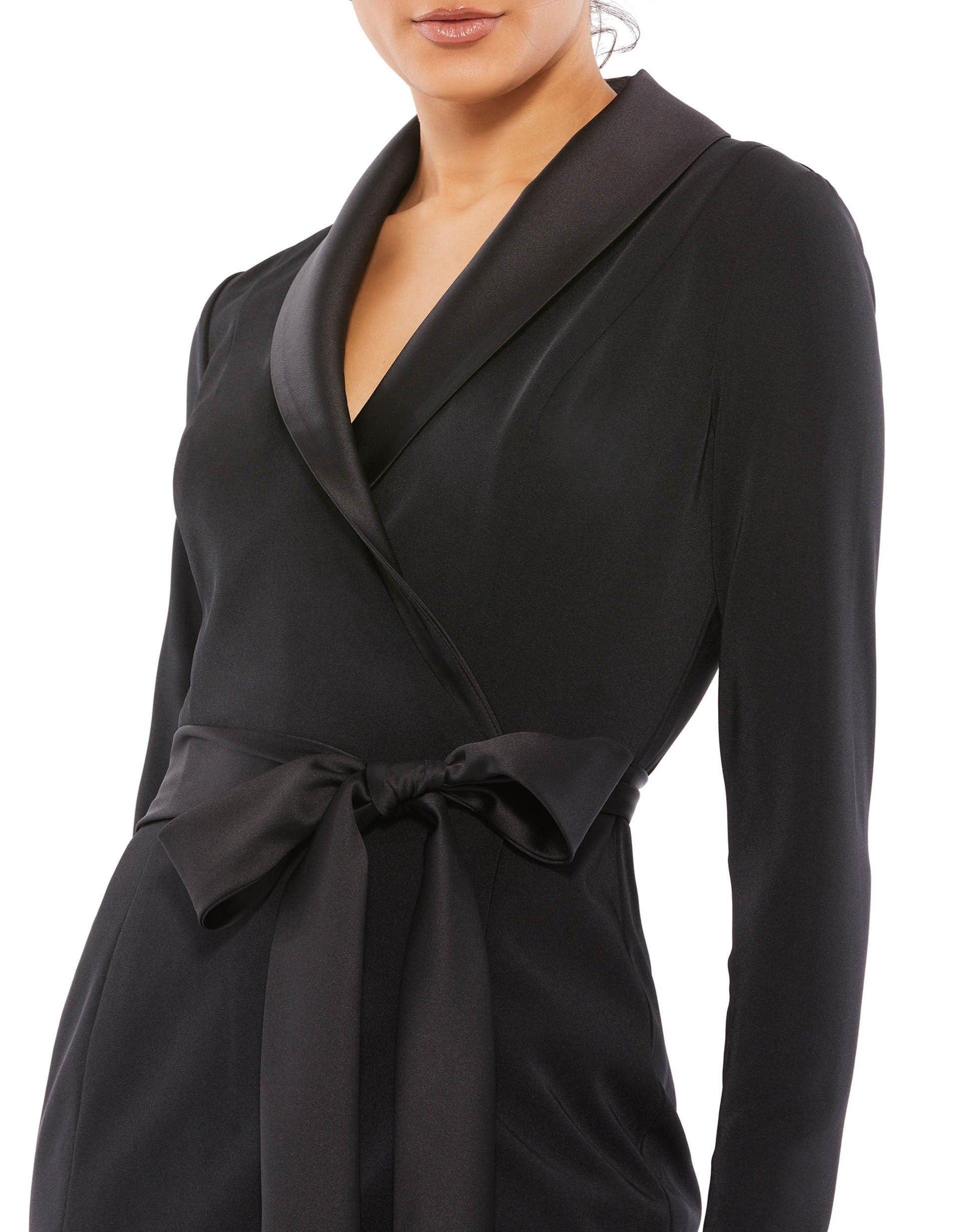 mac duggal short sleeve blazer mini dress Mac Duggal 12508 Short Tuxedo Wrap Mini Dress
