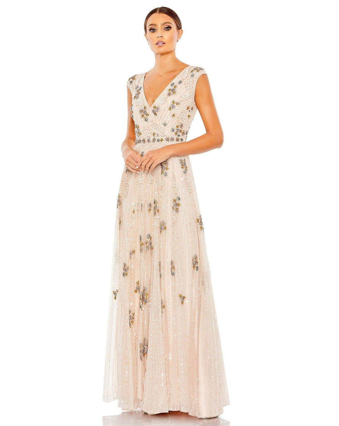 Blush Mac Duggal 93575 Sleeveless Beaded Formal Long Dress for $598.0 ...