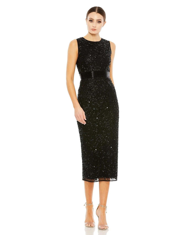 Sleeveless Midi Length Dress Sleeveless Detail Mac Duggal 93758