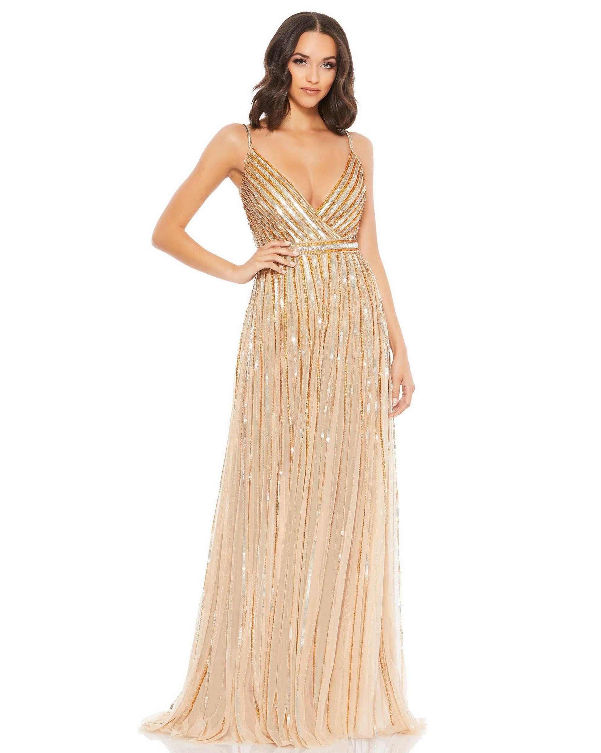 Mac Duggal Spaghetti Strap Long Formal Dress 93801 - The Dress Outlet