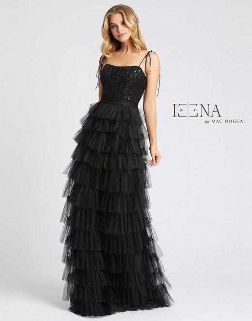 Spaghetti Strap Long Ruffled Dress Ruffled Detail Mac Duggal 26281