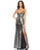 Mac Duggal Lace-Up Back Metallic Sequined Evening Gown 93576 - The Dress Outlet