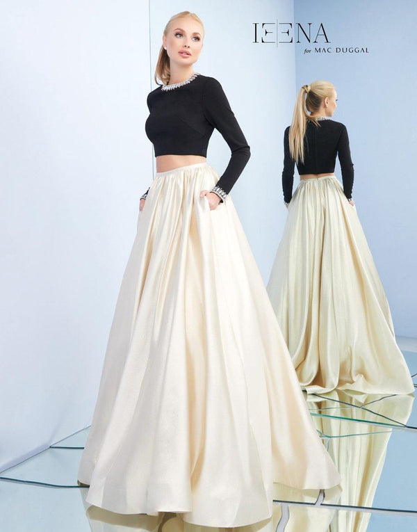 Two Piece Long Sleeve Ball Gown Two Piece Design Mac Duggal 26069