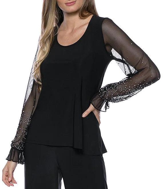 Marina Formal Beaded Long Sleeve Two Piece Pant Set