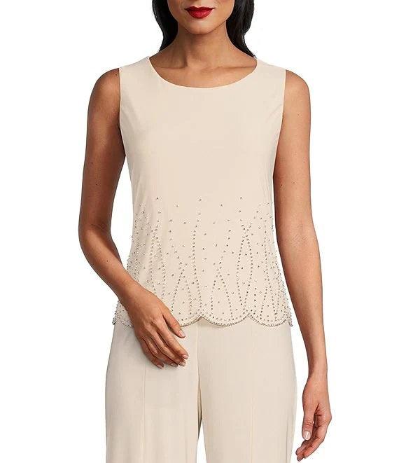 Marina Formal Two Piece Beaded Jacket Jumpsuit Set - The Dress Outlet