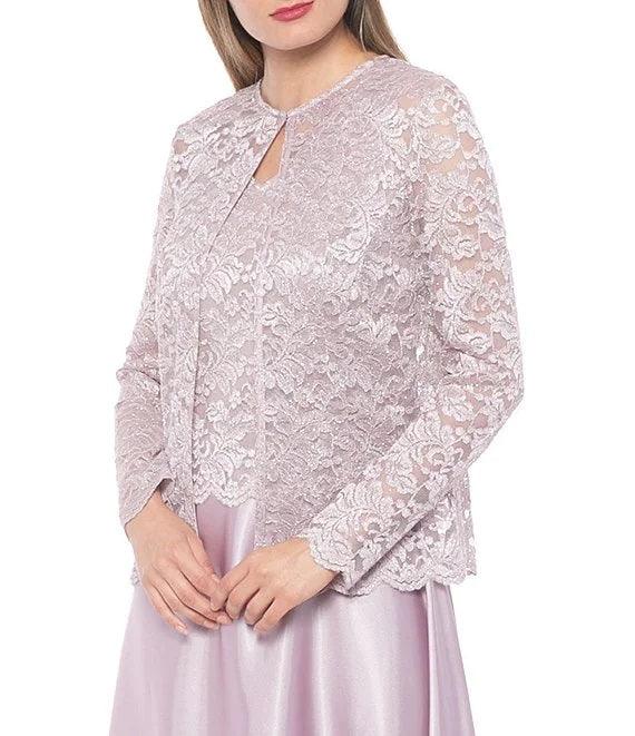 Marina Long Sleeveless Formal Jacket Lace Dress