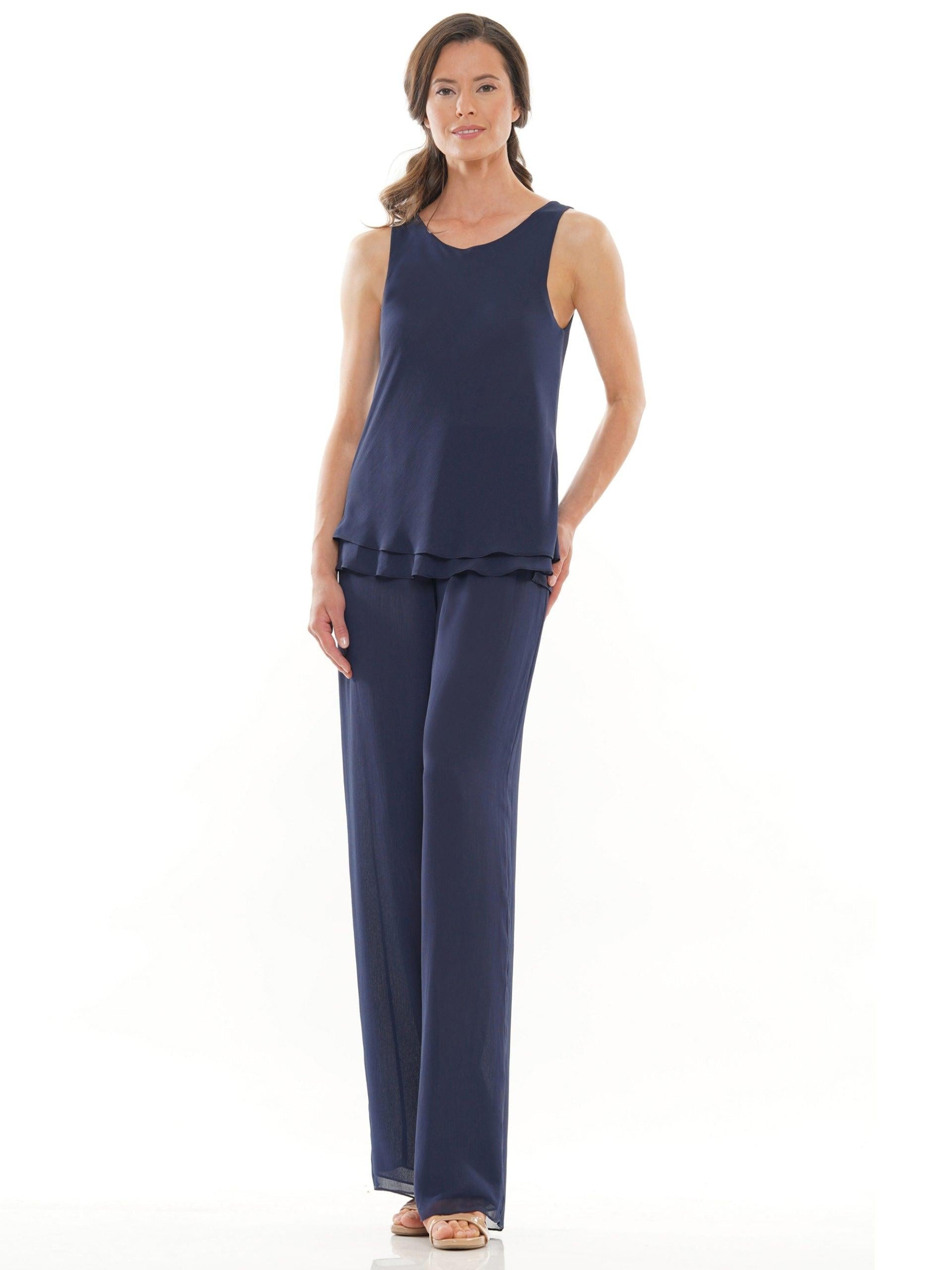 Marsoni Formal Long Jacket Chiffon Pant Suit 304 - The Dress Outlet