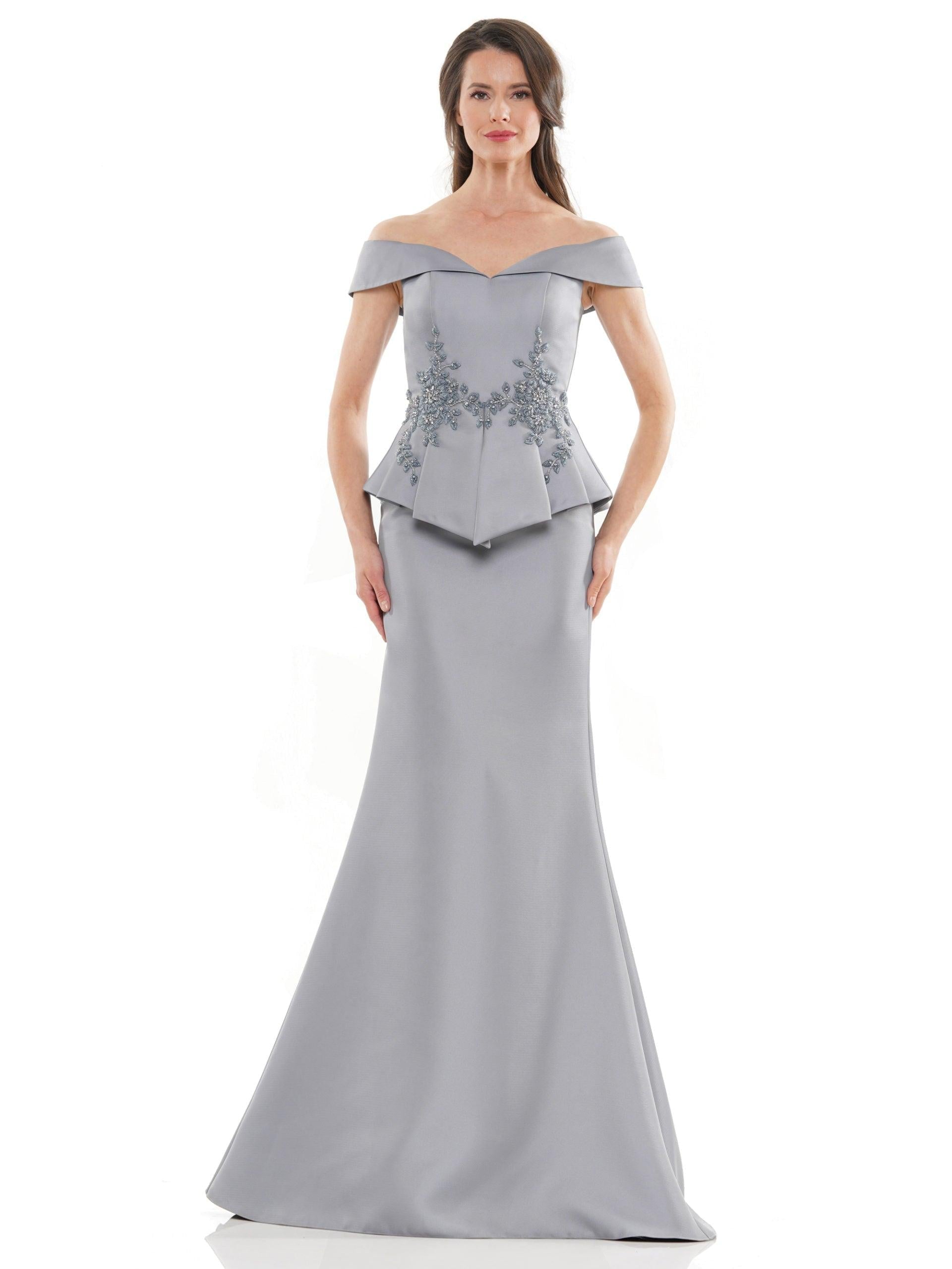 Marsoni Formal Off Shoulder Satin Long Dress 1141 - The Dress Outlet