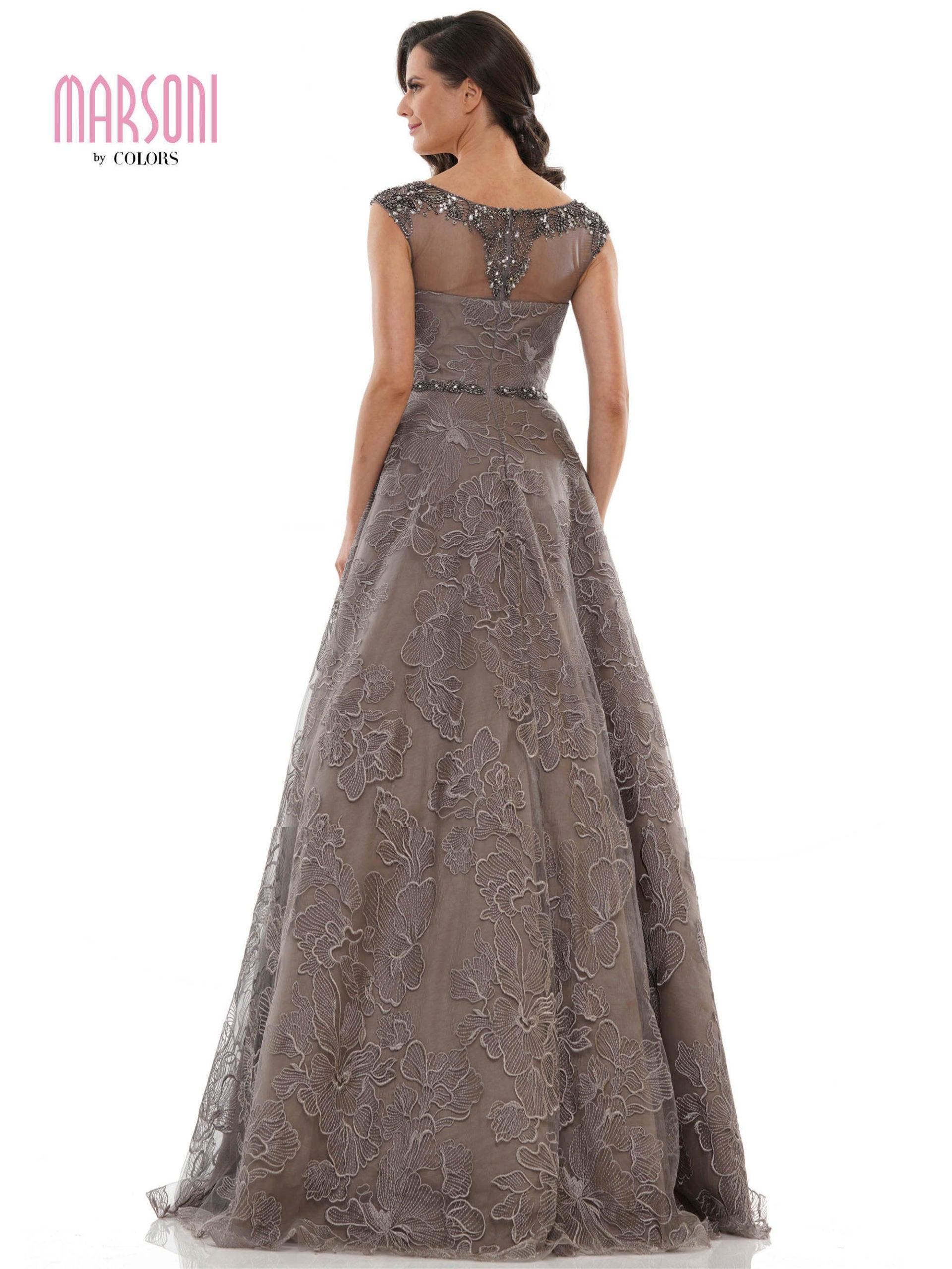 Marsoni Long Formal Cap Sleeve Beaded Dress 1129