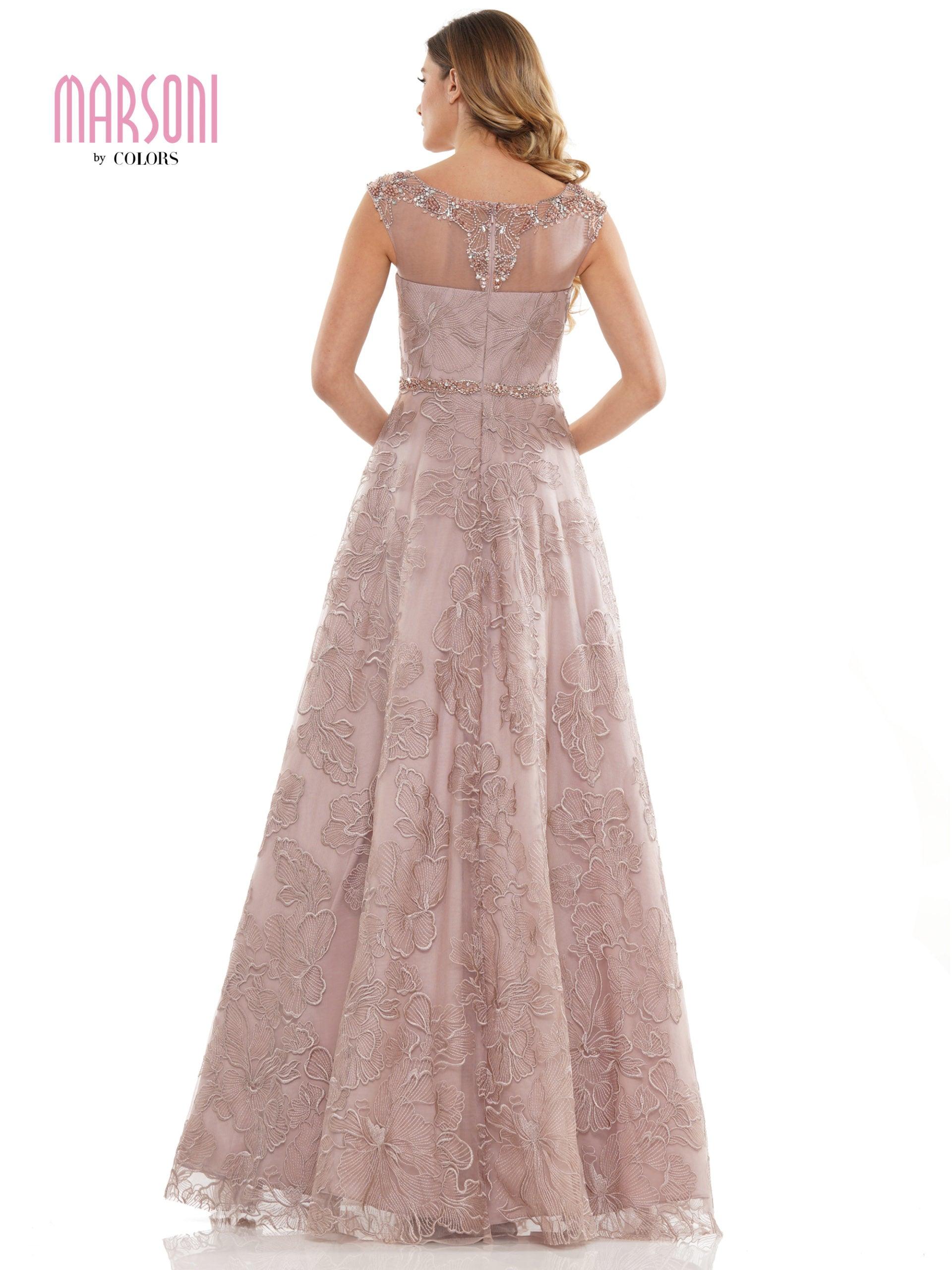 Marsoni Long Formal Cap Sleeve Beaded Dress 1129