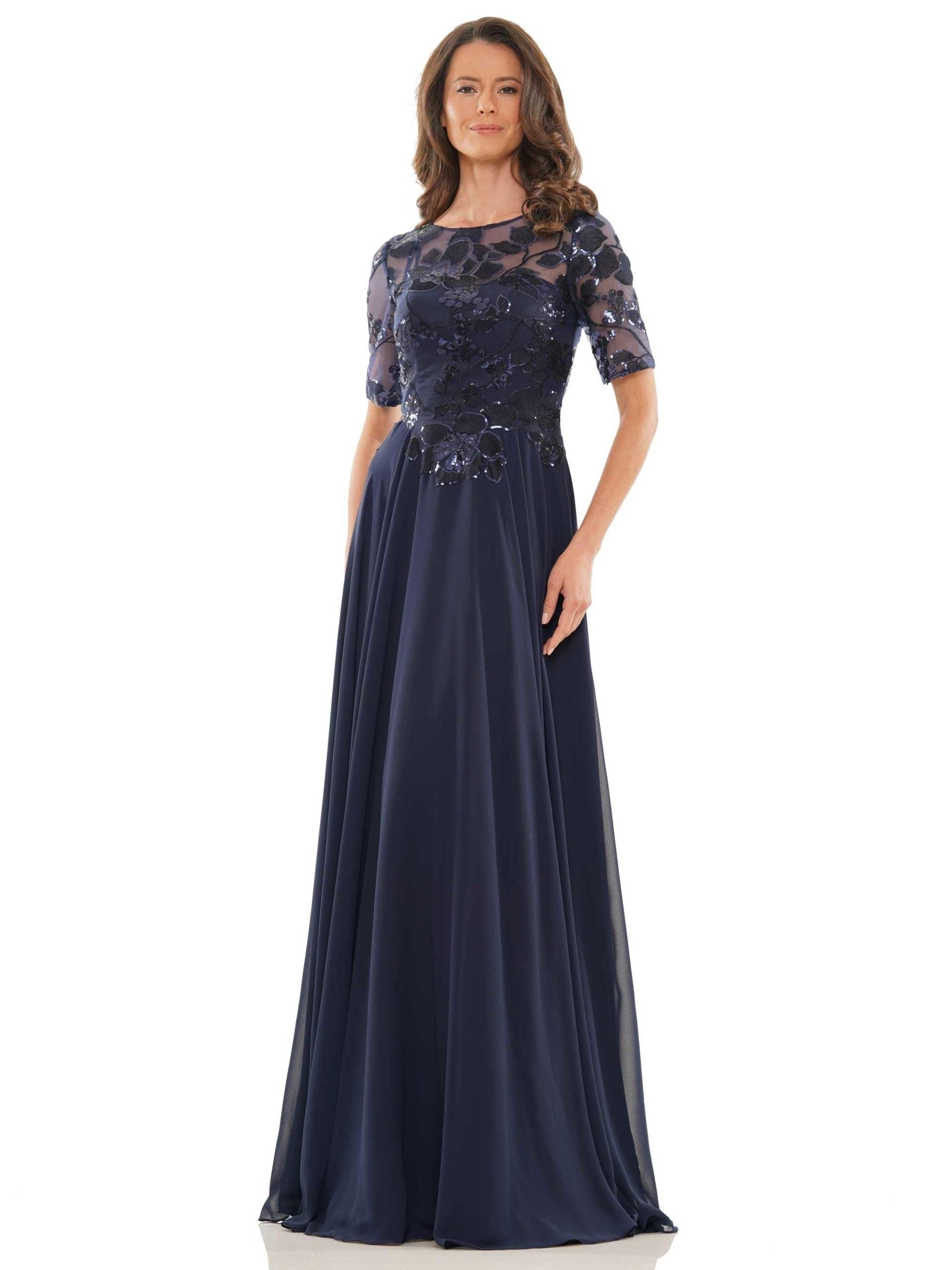 Long Mother of the Bride A-Line Formal Dress by Marsoni 286 - Navy / 24 Long Mother of the Bride A-Line Formal Dress by Marsoni 286 - Navy / 24