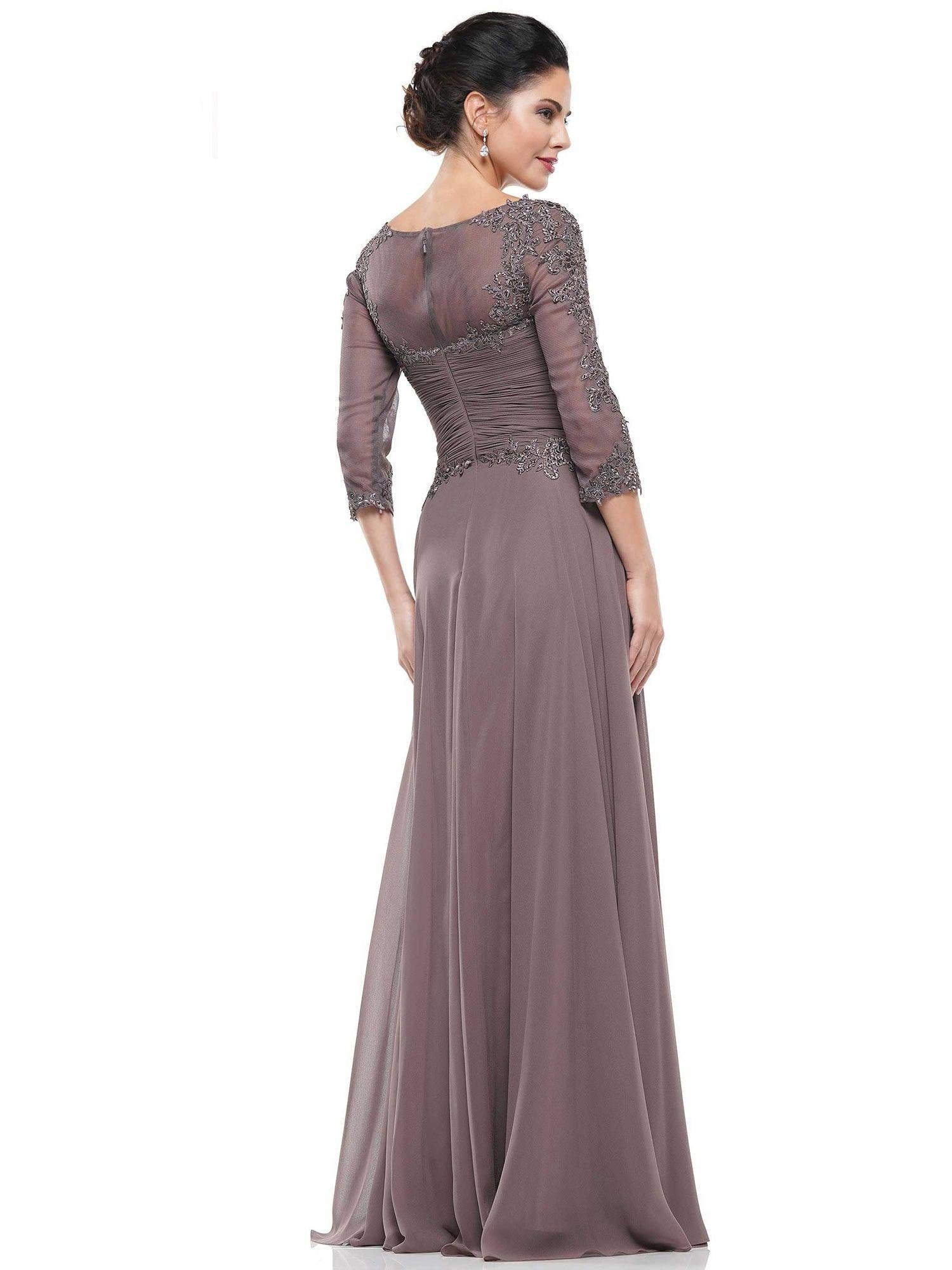 Long 3/4 Sleeve Mother of the Bride Dress 237 by Marsoni - Eggplant / 26 Long 3/4 Sleeve Mother of the Bride Dress 237 by Marsoni - Eggplant / 26