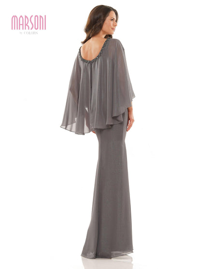 Marsoni Long Mother of the Bride Cape Dress 1188 - The Dress Outlet