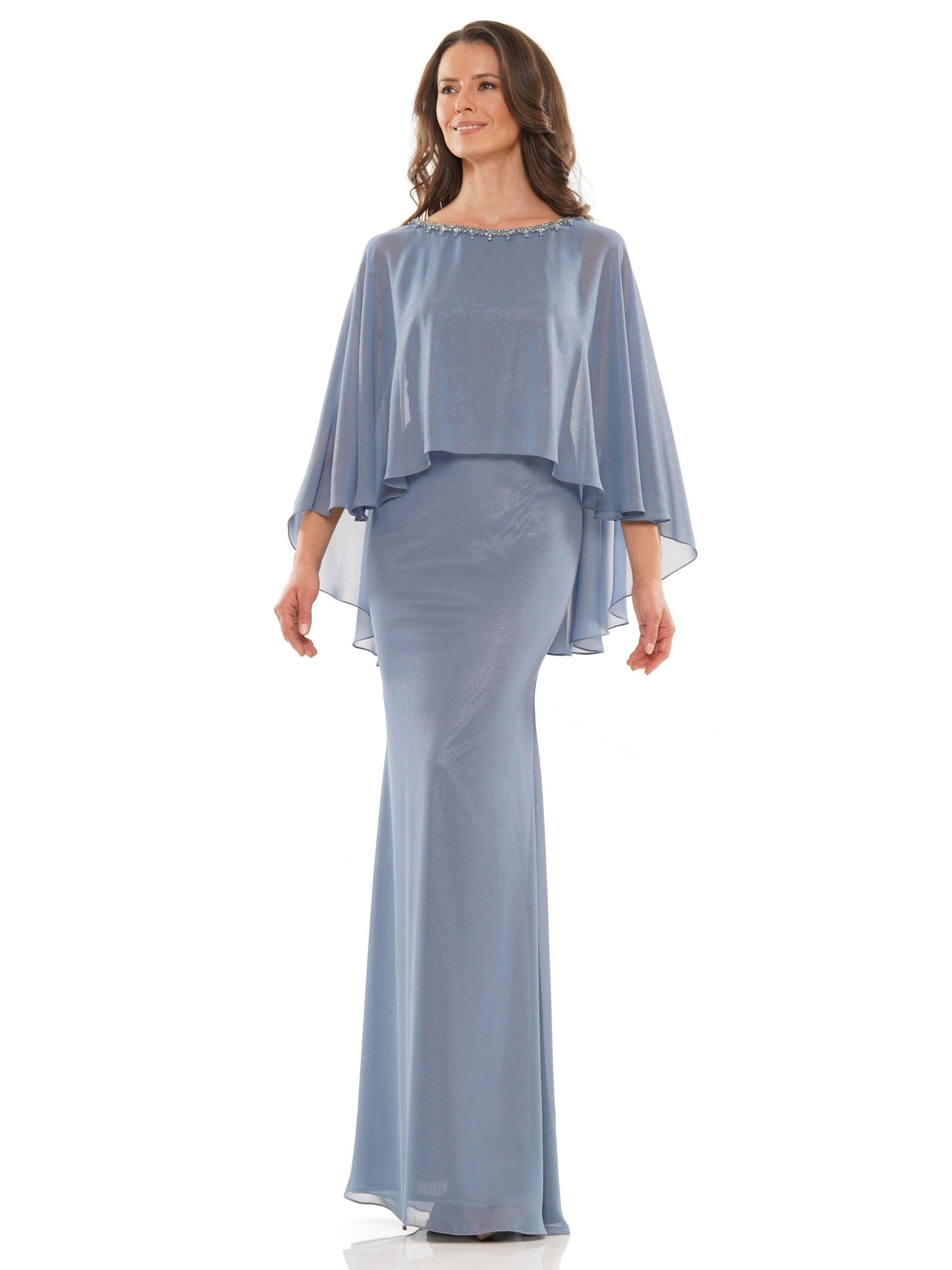 Marsoni Long Mother of the Bride Cape Dress 1188 - The Dress Outlet