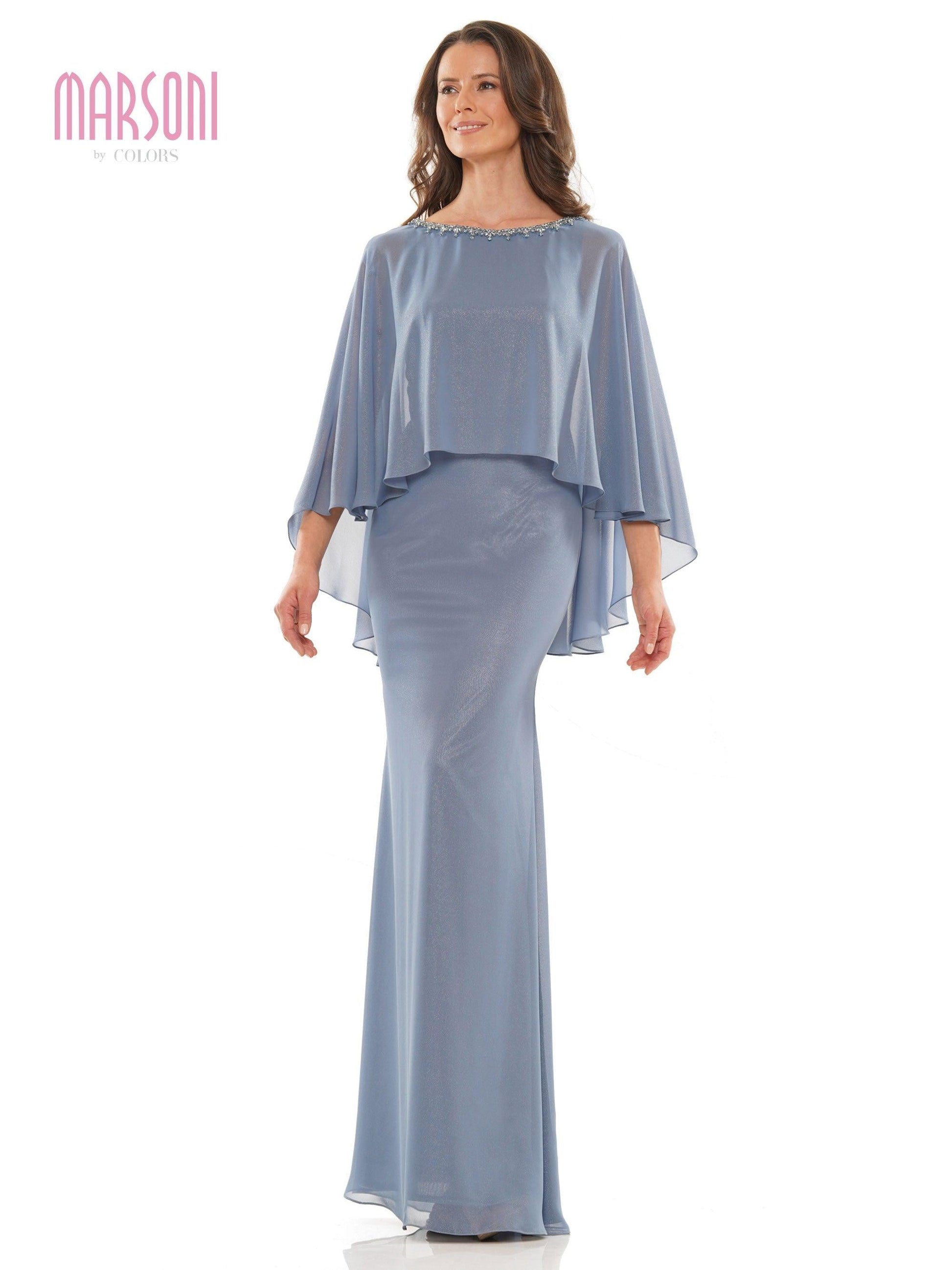 Marsoni Long Mother of the Bride Cape Dress 1188