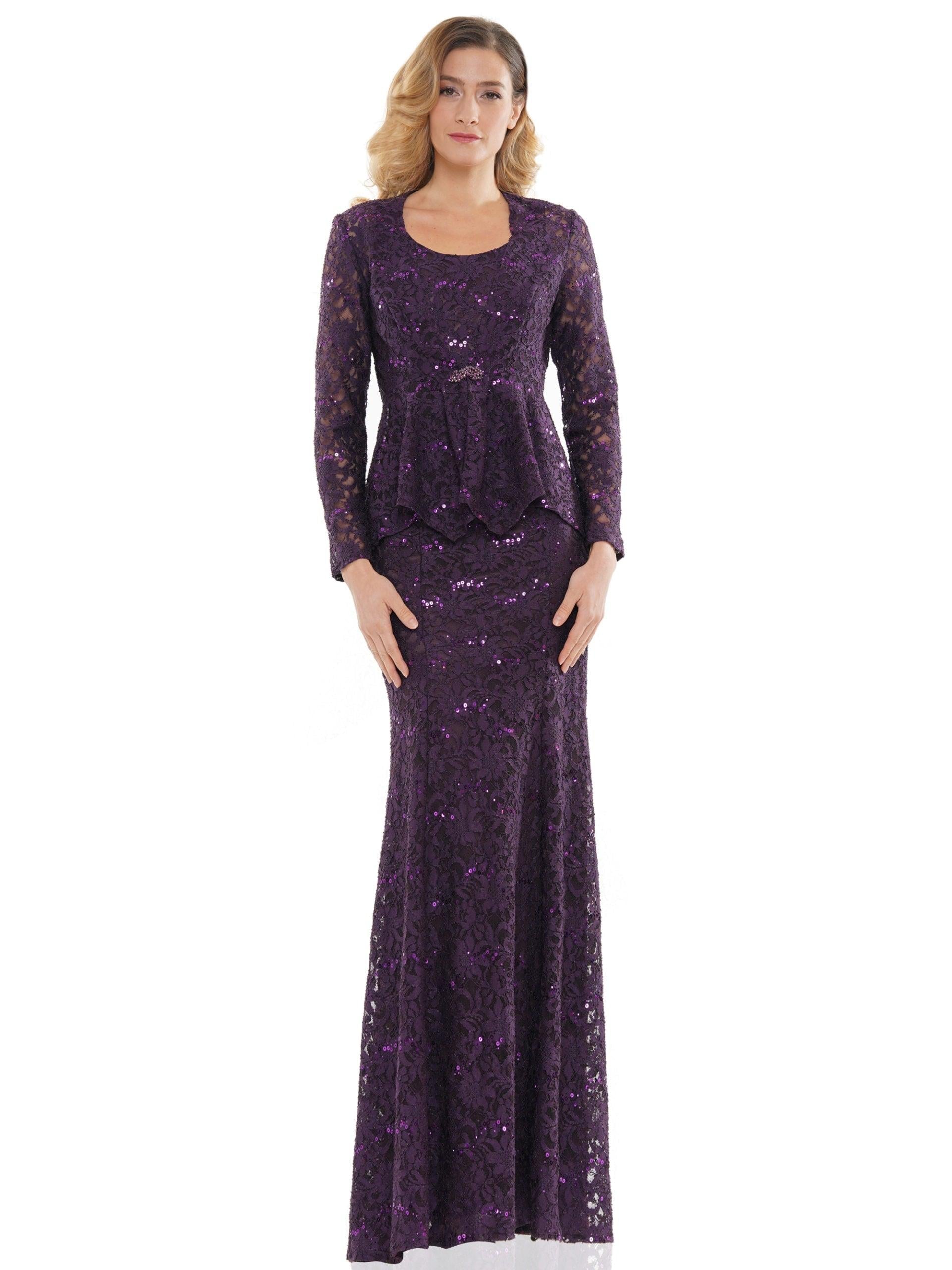 Long Sleeve Formal Dress Eggplant