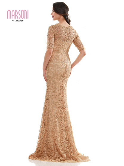 Marsoni Long Mother of the Bride Lace Dress Gold