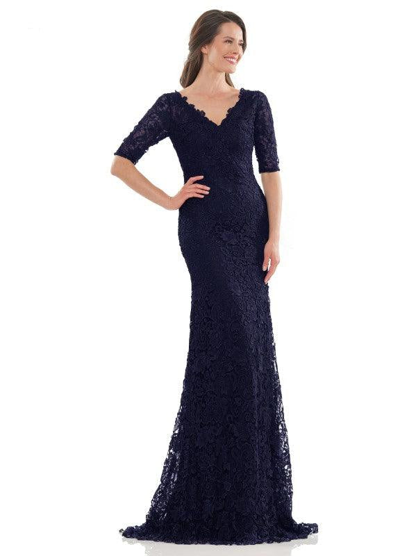 Marsoni Long Mother of the Bride Lace Dress Navy