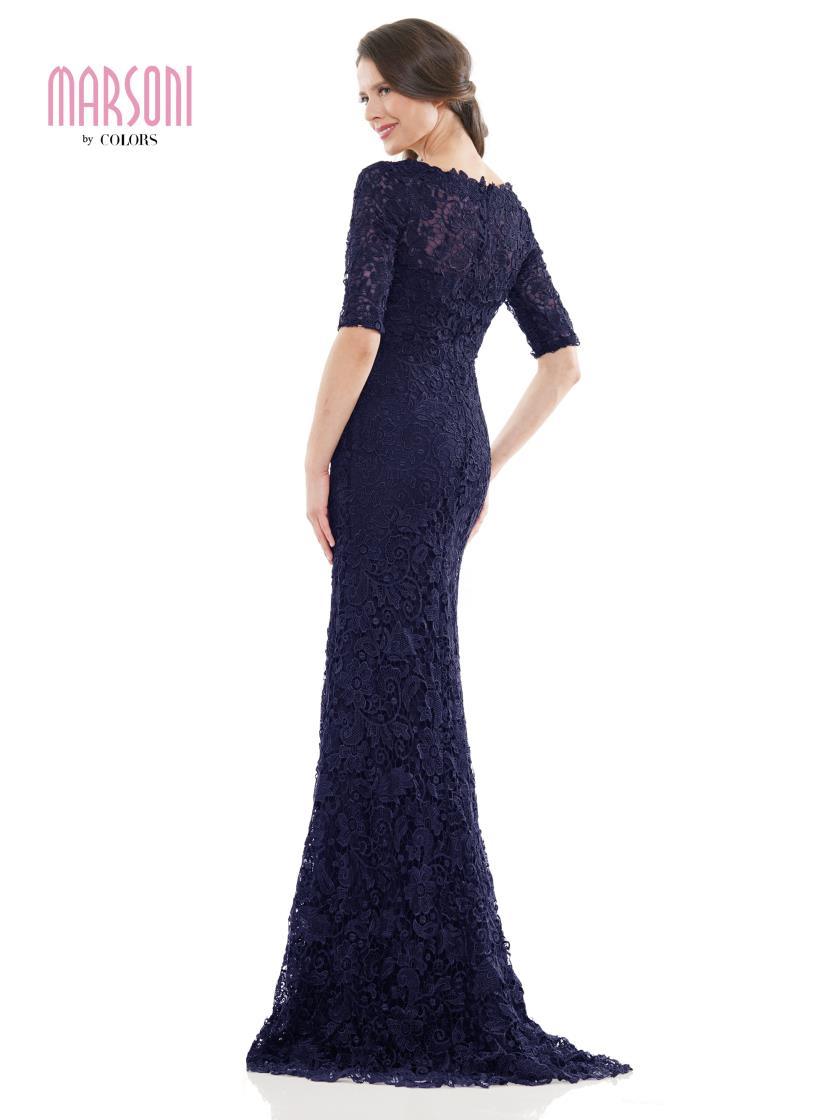 Marsoni Long Mother of the Bride Lace Dress Navy
