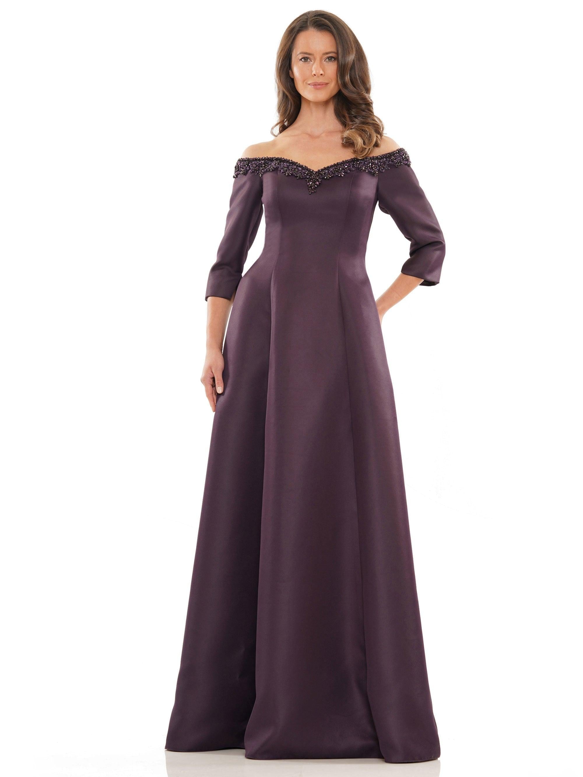 Marsoni Long Off Shoulder Beaded Formal Gown 1177 - The Dress Outlet