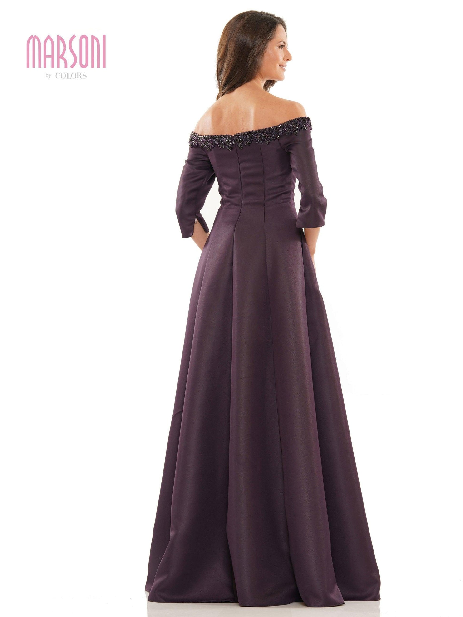 Marsoni Long Off Shoulder Beaded Formal Gown 1177