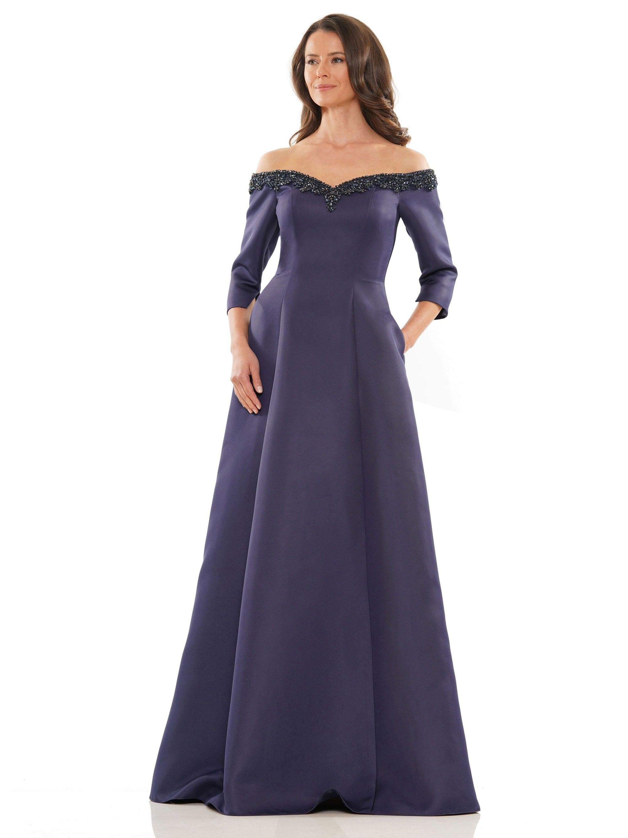 Marsoni Long Off Shoulder Beaded Formal Gown 1177 - The Dress Outlet