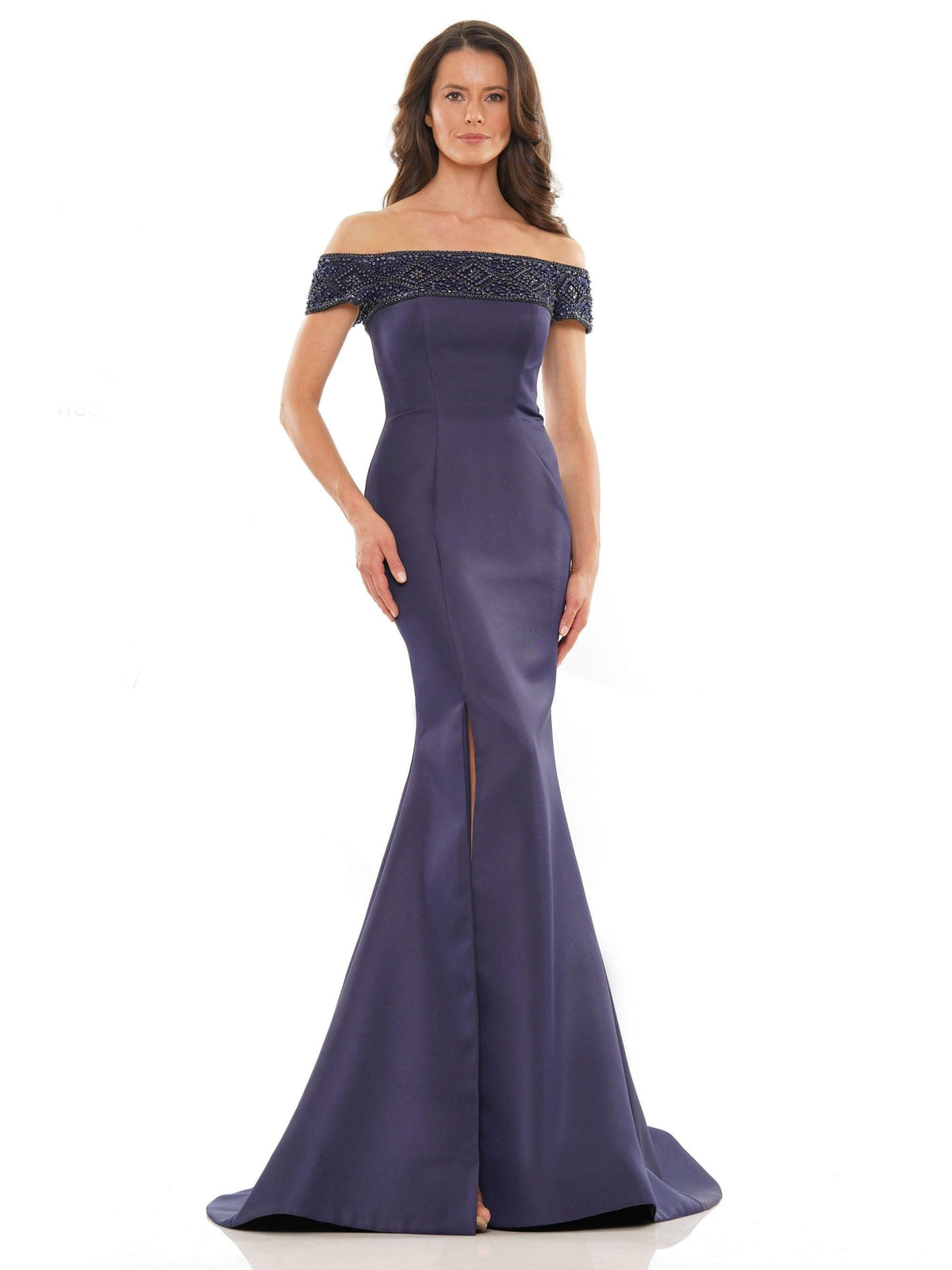 Marsoni Long Off Shoulder Beaded Formal Gown 1184 - The Dress Outlet