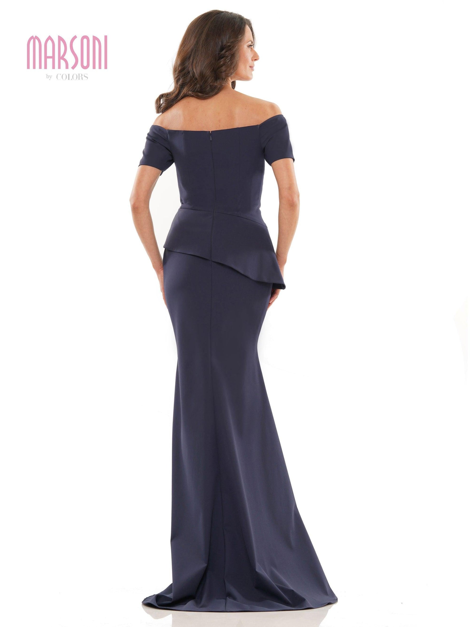 Marsoni Long Off Shoulder Fitted Formal Gown 1163