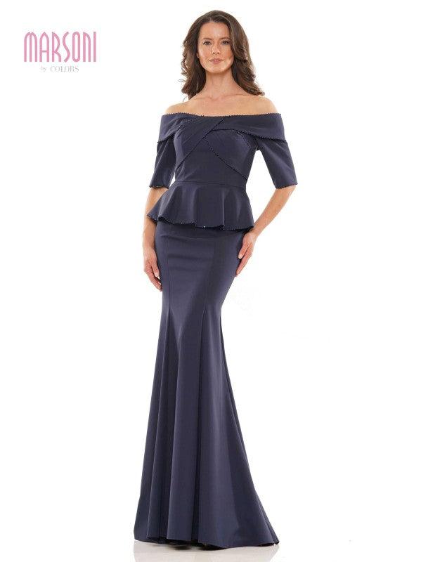 Marsoni Long Off Shoulder Fitted Formal Gown 1164