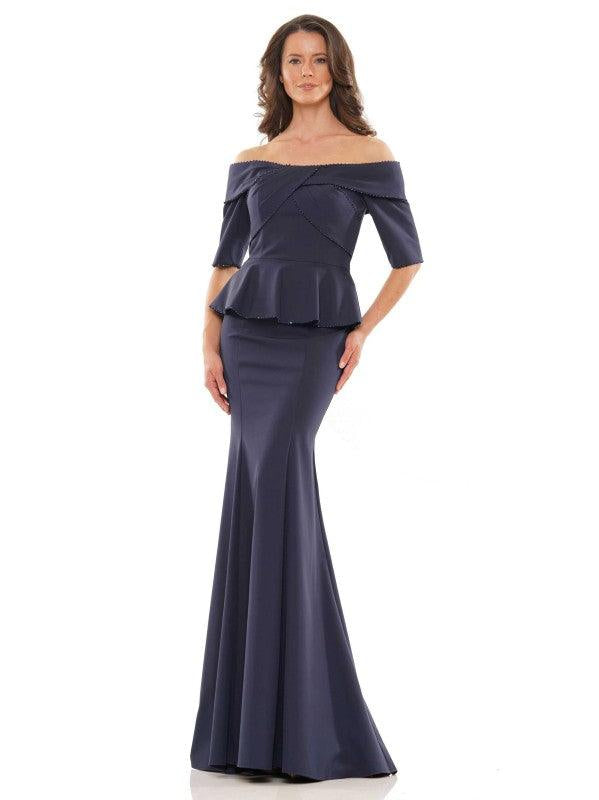 Marsoni Long Off Shoulder Fitted Formal Gown 1164 - The Dress Outlet