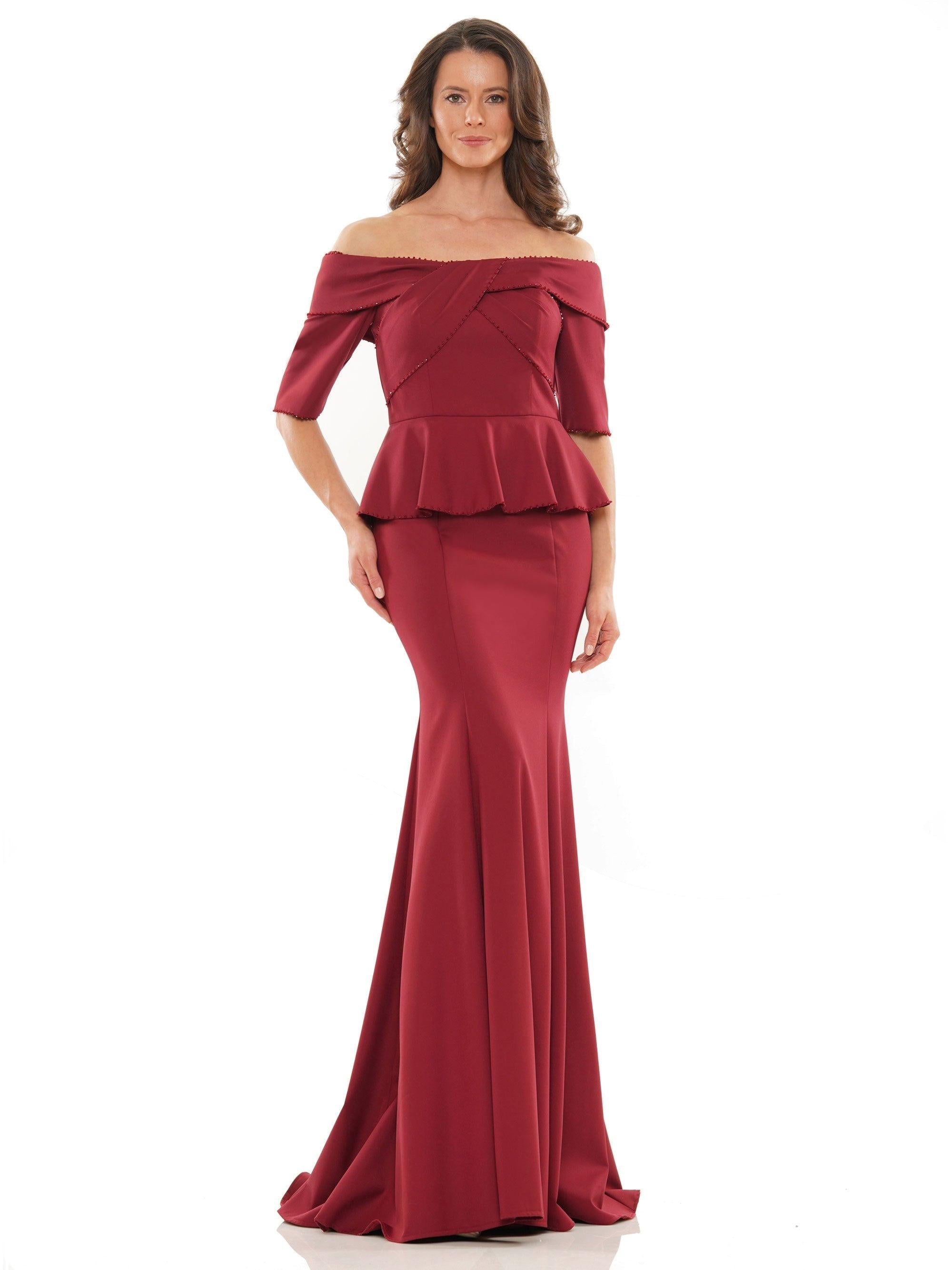 Marsoni Long Off Shoulder Fitted Formal Gown 1164 - The Dress Outlet