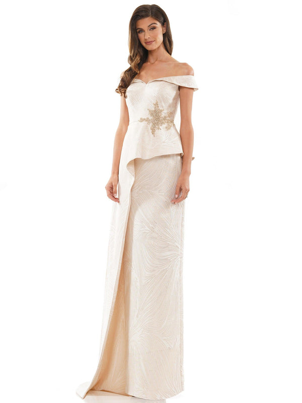 Marsoni Long Off Shoulder Formal Beaded Gown 1225