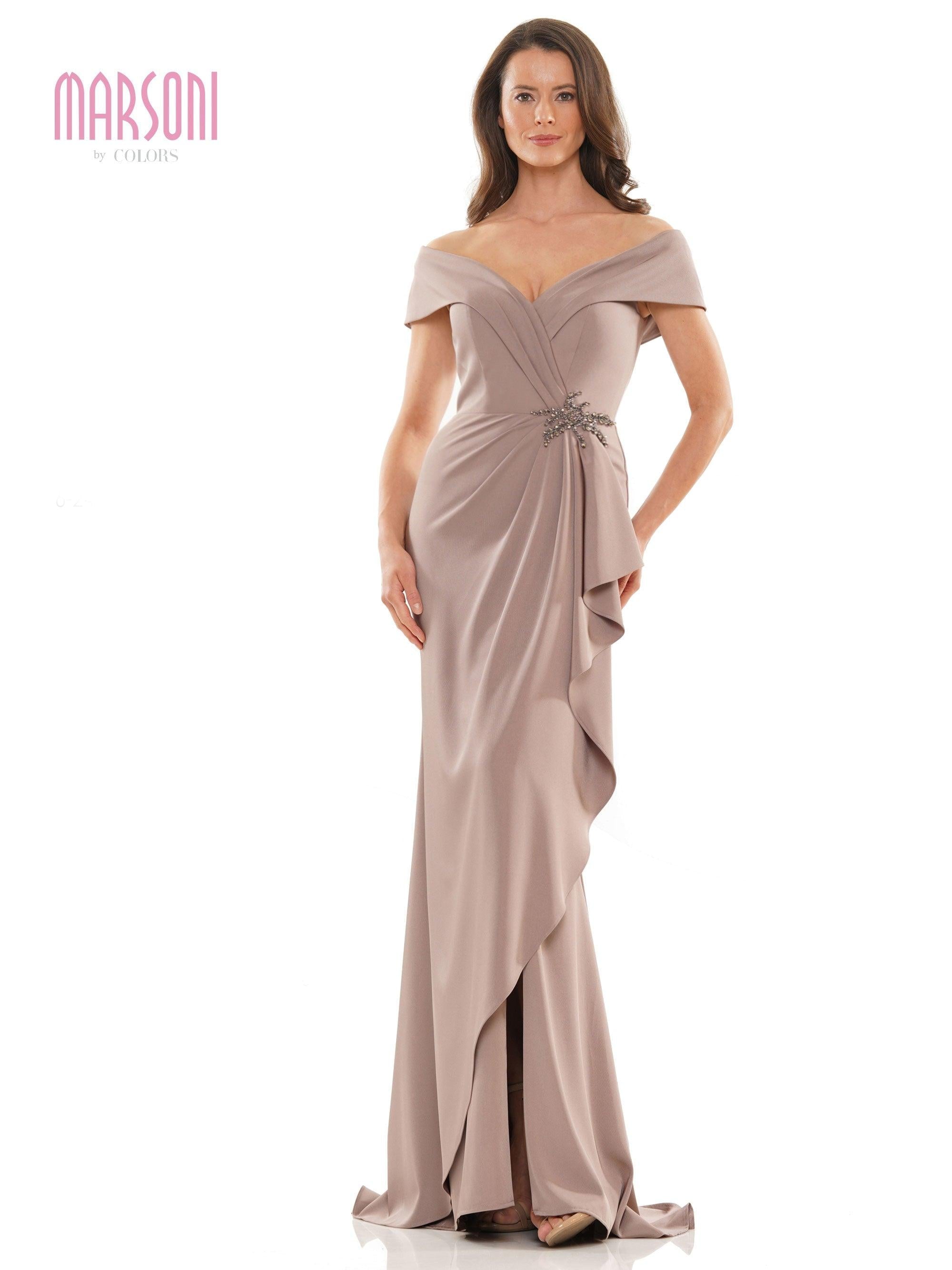 Marsoni Long Off Shoulder Formal Dress 1180 - The Dress Outlet