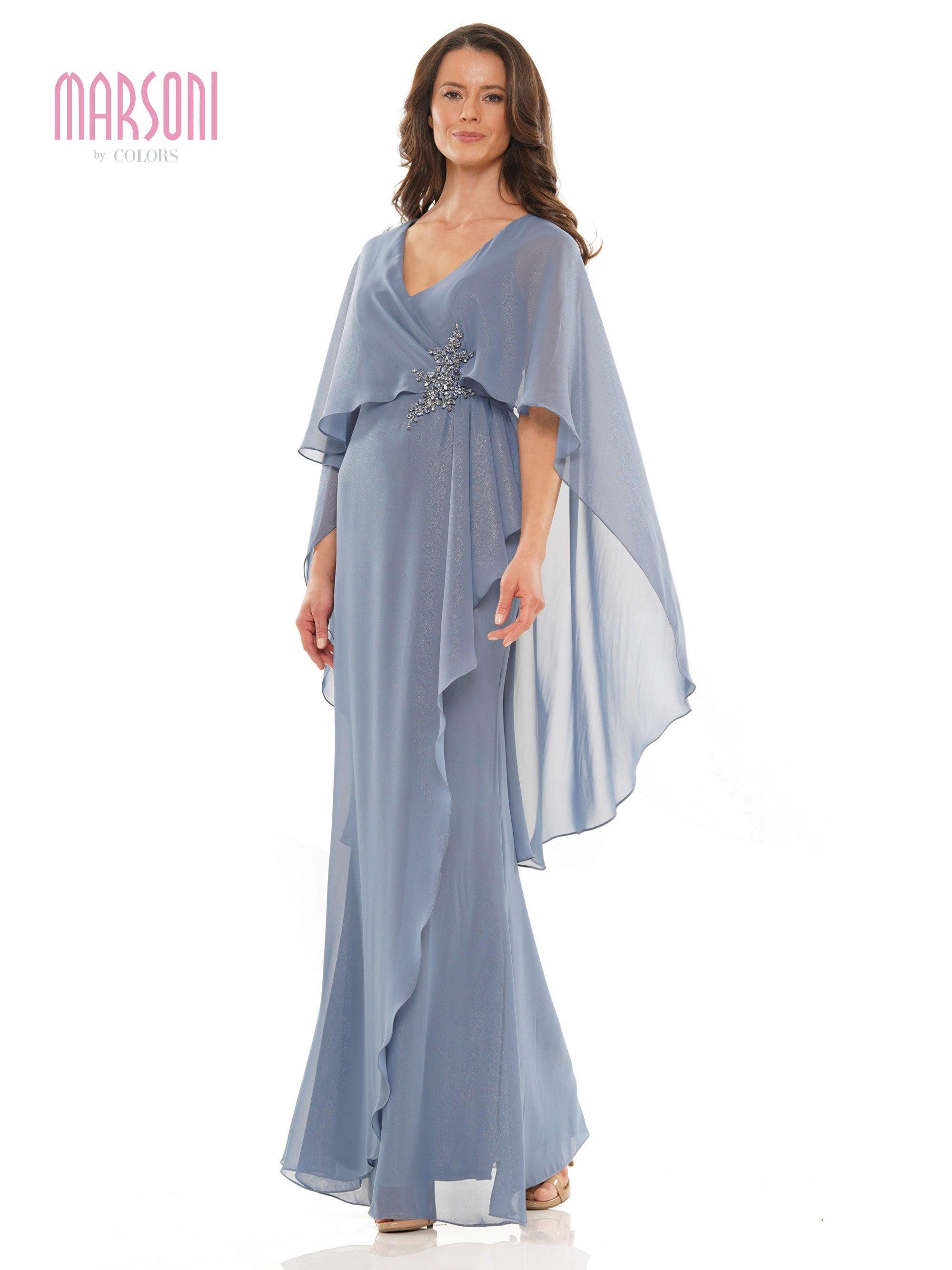Slate Blue Marsoni Mother of the Bride Cape Long Gown 1189 for 134.99 The Dress Outlet