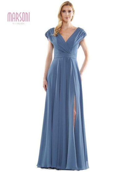 Marsoni Mother of the Bride Long Formal Dress 251 - The Dress Outlet Slate Blue