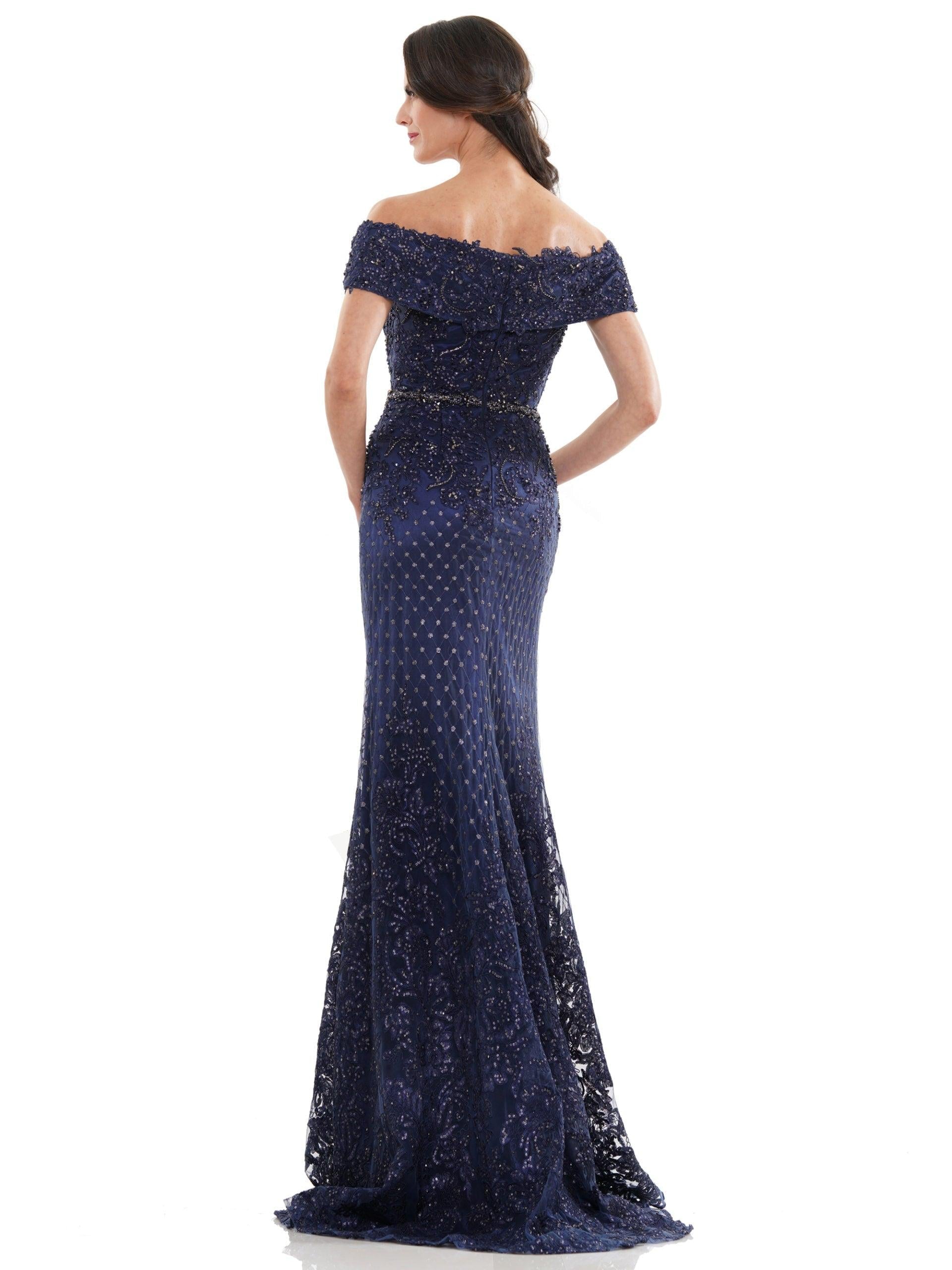 Marsoni Off Shoulder Beaded Long Gown 1122 - The Dress Outlet