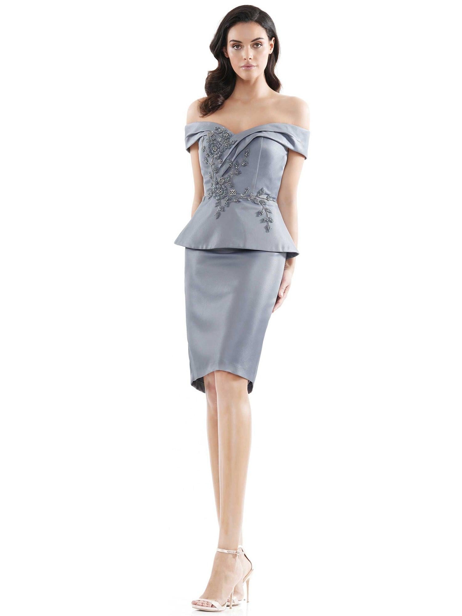 Marsoni Off Shoulder Peplum Short  Dress 1059 - The Dress Outlet