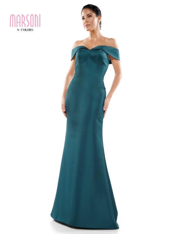 Marsoni Off Shoulder Satin Long Evening Gown 1153