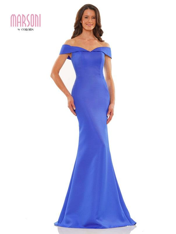 Marsoni Off Shoulder Satin Long Evening Gown 1153