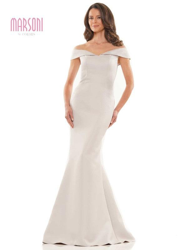 Marsoni Off Shoulder Satin Long Evening Gown 1153