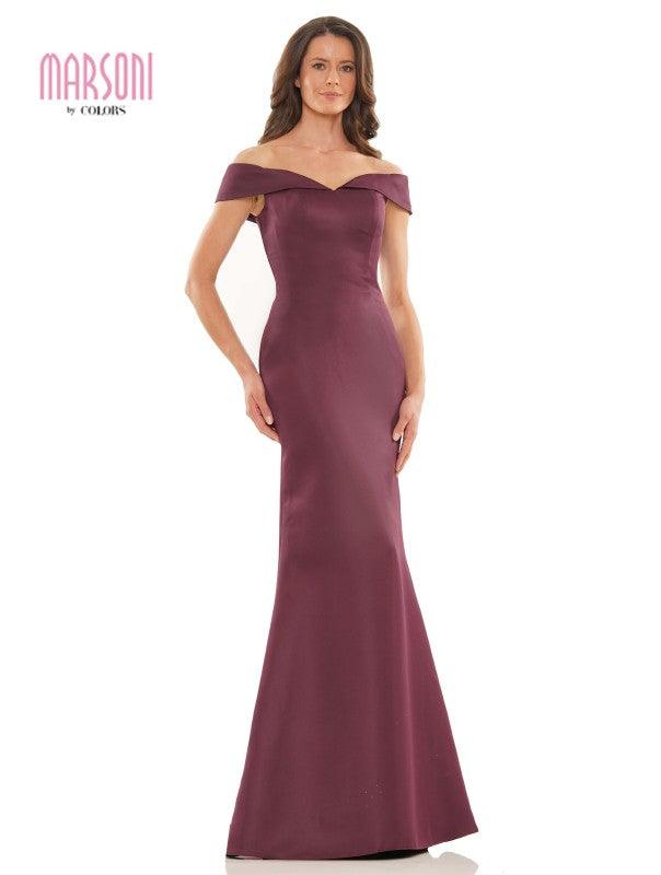 Marsoni Off Shoulder Satin Long Evening Gown 1153
