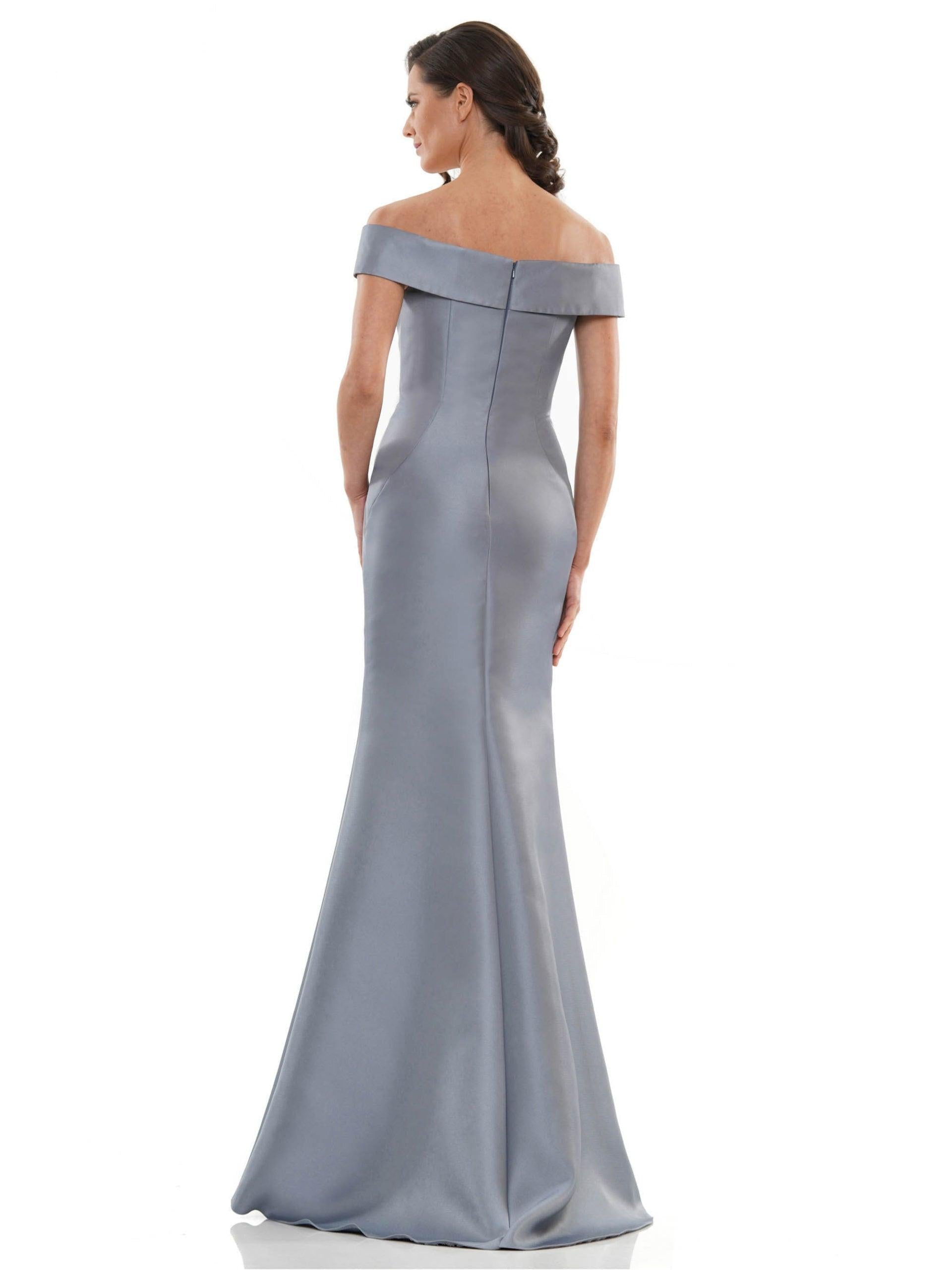 Marsoni Off Shoulder Satin Long Evening Gown 1153 - The Dress Outlet